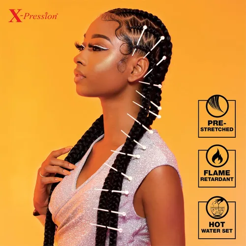 Miniatura 5 de Sensationnel X-Pression - Trenza de cabello preestirada para trenzado - 2 trenzas de 48 pulgadas, toda de kanekalon ignífugo sintético para trenzas