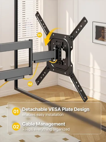 Miniatura 4 de monTEK Soporte de pared para TV de movimiento completo para televisores y monitores planos y curvos de 23 a 65 pulgadas, soporte articulado