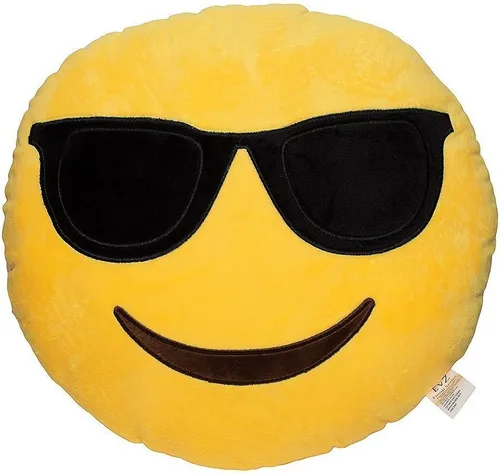 Miniatura 20 de Emoji Cara de Alienígena Cojín de Emoticón Relleno de Felpa Suave Almohada, Certificado Oficial, EvZ 31cm Gris