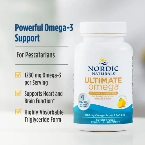 Miniatura 3 de Nordic Naturals Ultimate Omega en gelatina de pescado, sabor a limón, 60 geles suaves, 1280 mg de omega-3, suplemento de aceite de pescado de alta