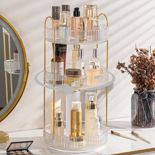 Miniatura 8 de shuang qing Organizador de Maquillaje Giratorio para Tocador, Almacenamiento de Maquillaje Transparente para Cuidado de la Piel de Alta Capacidad
