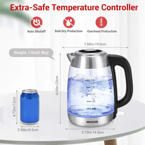 Miniatura 6 de Hervidores de té eléctricos de vidrio para agua hirviendo, hervidor eléctrico de ebullición rápida, calentador de caldera de agua caliente, tetera