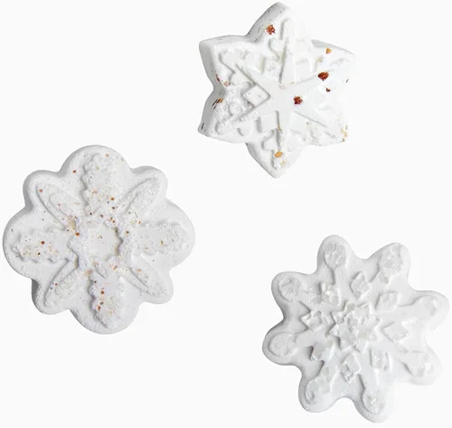 LA SALT CO Bomba de baño de cristal de copo de nieve, trío de invierno del país de las maravillas, aromaterapia para baño o ducha, totalmente