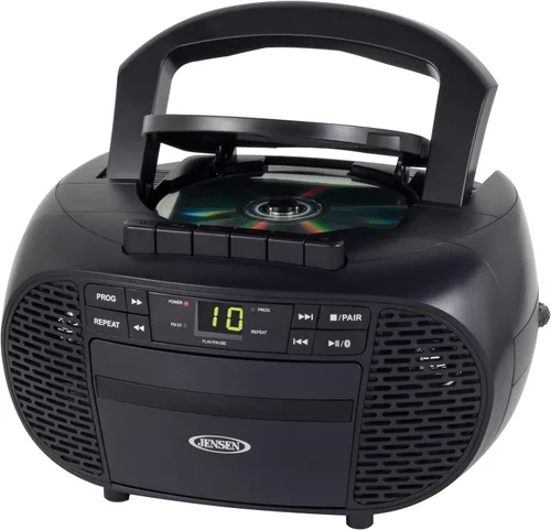 Miniatura 2 de JENSEN CD-550BT-BK Grabadora de casete de CD Bluetooth estéreo portátil con radio AM/FM - Reproductor de radio compacto habilitado para Bluetooth