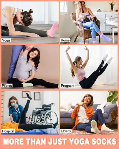 Miniatura 5 de 6 pares de calcetines de pilates antideslizantes para mujer, calcetines atléticos de yoga para barre ballet, descalzo, entrenamiento, hospital