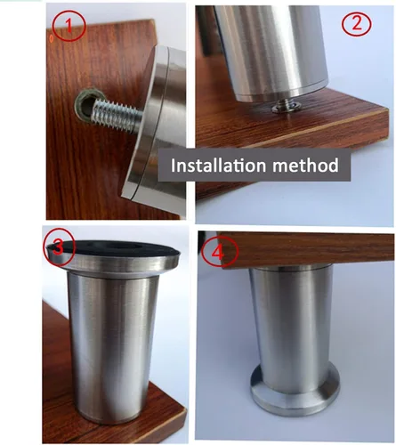 Miniatura 9 de Patas ajustables para muebles de barra roscada M10, patas de cama de acero inoxidable cepillado, patas de mesa de vidrio, patas de repuesto