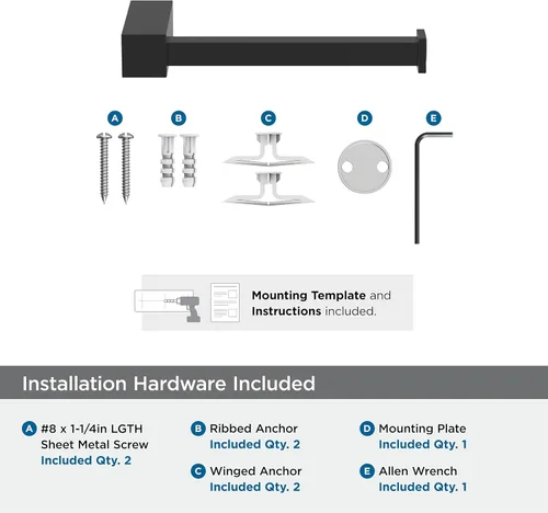 Miniatura 7 de Amerock BH36081MB Soporte de papel higiénico de poste único negro mate Soporte de papel higiénico de 5-7/8 pulg. (149 mm) de longitud