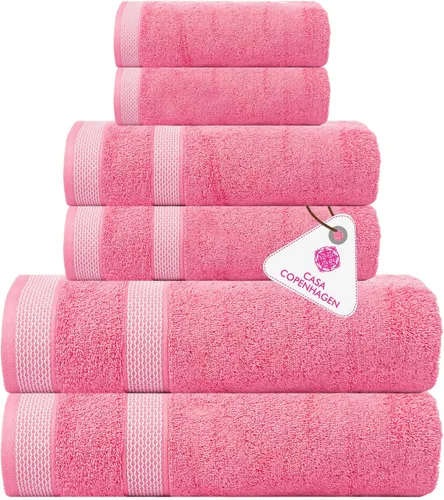 Miniatura 107 de CASA COPENHAGEN Juego de 6 toallas de palomitas de maíz, color azul polvoriento, 21.16 oz/m², 2 toallas de baño, 2 toallas de mano y 2 toallas