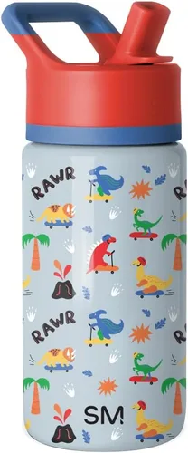 Miniatura 15 de Simple Modern Botella de agua para niños con tapa con pajilla, vaso aislado de acero inoxidable de 14 onzas para niños y a prueba de derrames