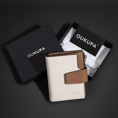 Miniatura 7 de AOLUC Carteras pequeñas para mujer de cuero auténtico con bolsillo de bloqueo RFID cartera delgada para mujer tarjetero de viaje tarjetero