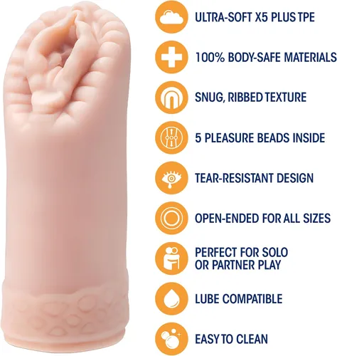 Miniatura 2 de Blush Natural M - Masturbador sexy para hombres de 5.5 pulgadas, manga con textura vaginal anal y acanalada realista con cuentas, bolsillo de mamada
