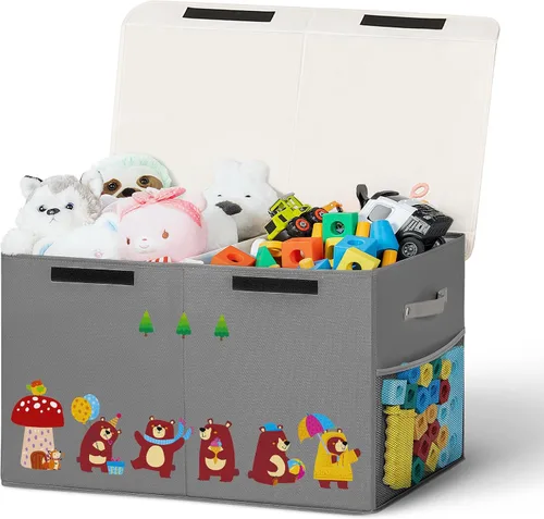 Miniatura 19 de Caja de almacenamiento grande de juguetes de 40 litros con tapa, caja grande de juguetes para niños, niñas y niños, cuarto del bebé y sala de estar
