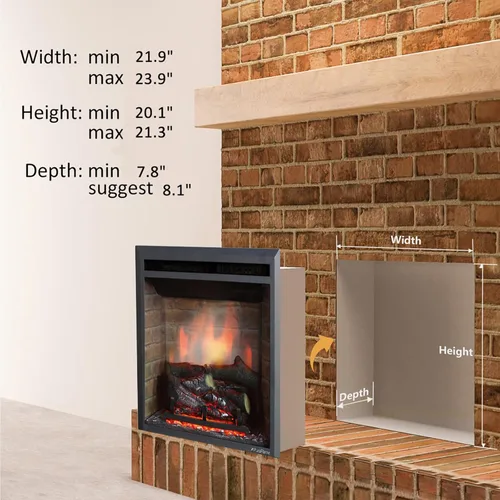Miniatura 3 de PuraFlame - Inserto eléctrico de chimenea occidental con sonido crepitante de fuego, control remoto, 750/1500 W, negro, 22 53/64 pulgadas de ancho x
