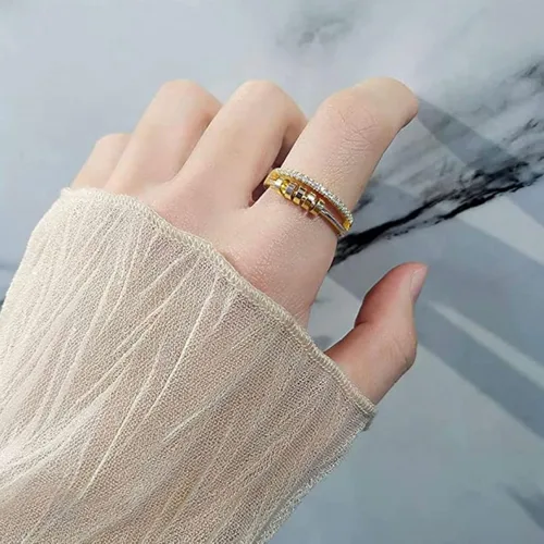Miniatura 3 de Anillo de ansiedad de plata de ley S925 OOOPEL con tarjeta inspiradora, anillos ajustables antiestrés para ansiedad para mujer, anillo giratorio