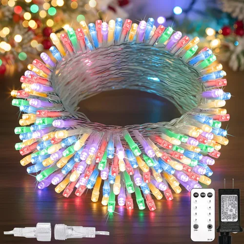 Miniatura 16 de suddus - Guirnalda 100 luces led conectable, control remoto, enchufe, impermeable, regulable, cable transparente, exterior, otoño, Halloween, Acción