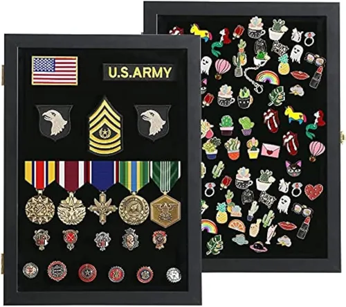 Miniatura 11 de Verani Vitrina de pines - Colección de 12 x 18 pulgadas con puerta de vidrio templado para medallas, etiquetas, joyas, regalos, cintas
