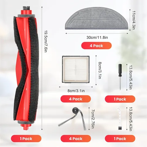 Miniatura 5 de Paquete de 15 accesorios Q10 S5 para Roborock Q10 S5, las piezas de repuesto incluyen 1 cepillo principal, 4 filtros HEPA, 4 almohadillas