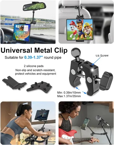 Miniatura 5 de Soporte universal para tableta de espejo retrovisor para automóvil [brazo mágico de metal] Soporte universal de metal para espejo retrovisor