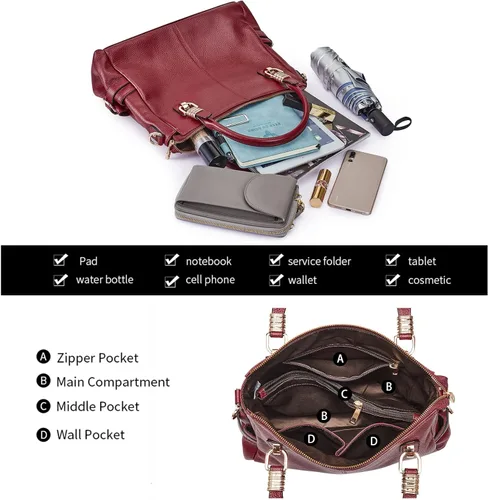 Miniatura 19 de Kattee Cartera bandolera estilo urbano de cuero para mujer