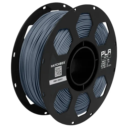 HATCHBOX Filamento para impresora 3D PLA mate, precisión dimensional +/- 0.03 mm, carrete de 1 kg, 1.75 mm, gris ceniza