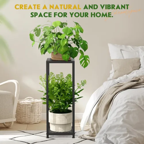 Miniatura 7 de TOSKING Soporte alto para plantas para interiores – Estante de metal moderno de 2 niveles, altura de 30 pulgadas y capacidad de 200 libras