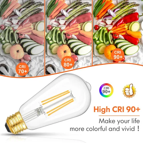 Miniatura 3 de Kondras - Bombillas LED regulables con diseño vintage, 4 W equivalentes a 40 W, bombillas de filamento LED ST58 con diseño antiguo, bombillas LED