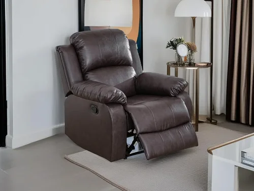Miniatura 28 de Sofá reclinable manual moderno, sofá reclinable de cuero de 3 plazas, sofá reclinable de sala de estar, sofá con portavasos y mesa abatible