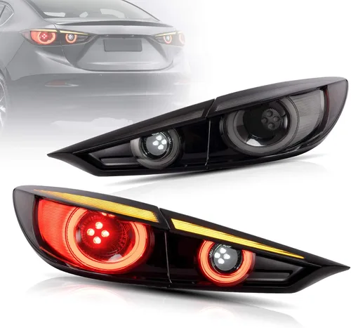Luces traseras secuenciales LED VLAND Compatibles para Mazda 3 Axela 2014-2018, conjunto de lámpara trasera LED de marcha atrás y freno, lente