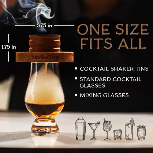 Miniatura 5 de SmokeTop Kit de ahumador de cóctel con virutas de madera de 4 sabores, kit de ahumador de cóctel y papas fritas para cócteles antiguos, whisky