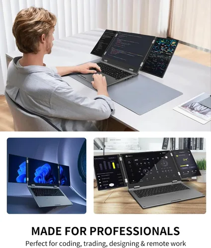 Miniatura 5 de KOOFORWAY Portátil de triple pantalla, principal de 16 pulgadas + monitores duales de 10.5 pulgadas, Core i7-12700H, 32 GB de RAM, SSD de 2 TB, Win