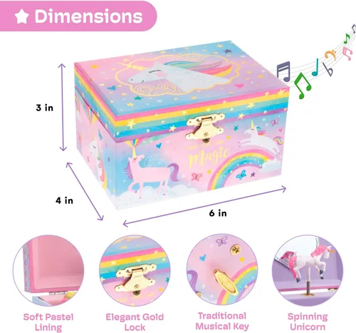 Miniatura 17 de Jewelkeeper Joyero para niñas – Muñeca bailarina negra y caja de música – Swan Lake Tune – Organizador de joyas – 6 x 5 x 4 pulgadas