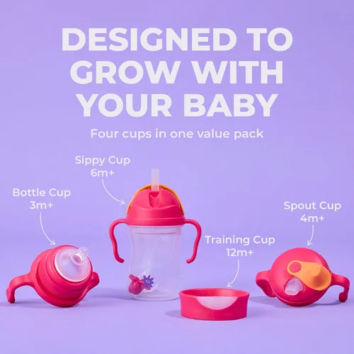 Miniatura 4 de b.box + Lansinoh Time to Sip - Juego de tazas de inicio (3 meses + hasta niño), 1 taza con 4 tapas, pezón, boquilla, popote con peso, entrenamiento