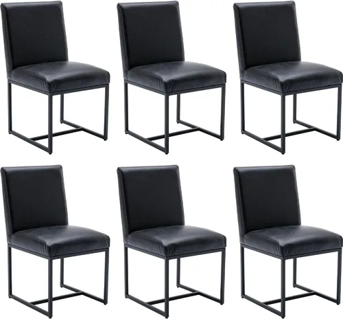 Miniatura 26 de BESTANO Sillas De Comedor - Juego de 2 sillas de comedor modernas negras tapizadas de piel sintética para cocina y comedor con marco de metal negro