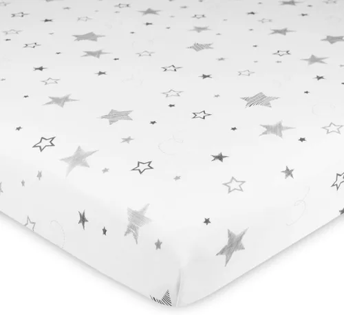 Miniatura 17 de TL Care Paquete de 2 sábanas bajeras ajustables 100% algodón natural de 39 x 27 pulgadas, suaves y transpirables para patio de juegos y colchón