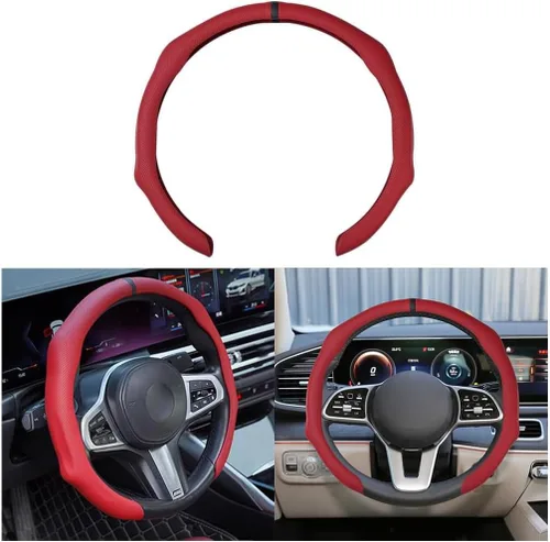 Miniatura 7 de Osilly Funda para volante de automóvil, funda protectora para volante de vehículo de cuero antideslizante de 15 pulgadas, accesorios cómodos