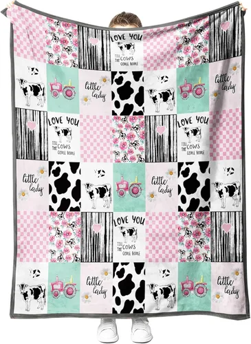 YunTu Manta de vaca con estampado de vaca de animales de granja para niñas y mujeres, ropa de cama de decoración de vaca, regalos para Navidad, San