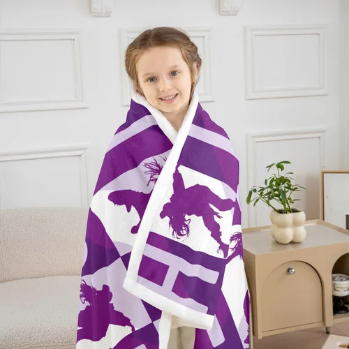 Miniatura 6 de Feelyou Manta Estilo Hip Hop - Manta Sherpa de Vellón de Baile Callejero para Sofá, Silla, Sofá - Manta de Felpa Cálida 50"x60" - Diseño Morado