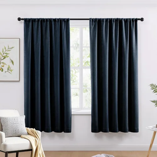 Miniatura 17 de WRENSONGE Cortinas opacas para dormitorio, cortinas opacas negras de 63 pulgadas de largo para sala de estar, ventanas, cocina, habitación, cortinas
