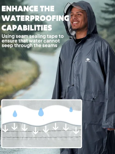 Miniatura 35 de Anyoo Poncho de lluvia con capucha, impermeable, ligero, para hombres, mujeres y adultos, con bolsillo para senderismo, camping, actividades al aire