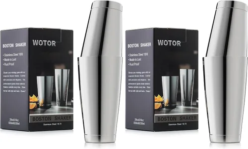 Miniatura 9 de WOTOR Juego de coctelera Boston, latas de coctelera de acero inoxidable ponderadas de 18 oz y 28 oz, coctelera de metal para Martini y mezclador