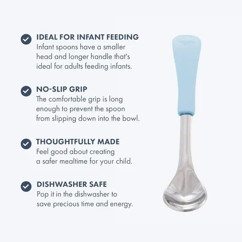 Miniatura 3 de Avanchy Infant Baby Spoons Stainless Steel and Silicone Set, Self Feeding Food Utensils, 4 Months Baby Led Weaning, 2 Pack, Black
