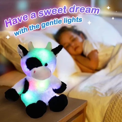Miniatura 3 de Glow Guards - Vaca de peluche con iluminación, adorable, brillante, suave, con luces ledes nocturnas, para cumpleaños, Navidad y Día del Niño