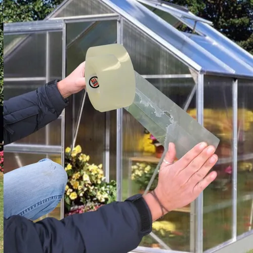 Miniatura 3 de Cinta de reparación de invernaderos -6" x 108', película de polietileno transparente para protección UV a largo plazo, ideal para invernaderos