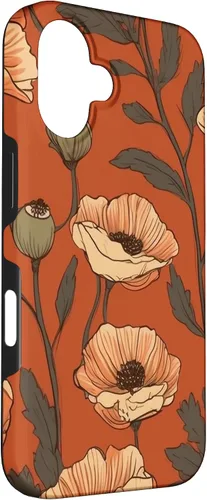 Miniatura 3 de iPhone 16 Floral Pattern Poppies Terracotta Poppy Flower Case