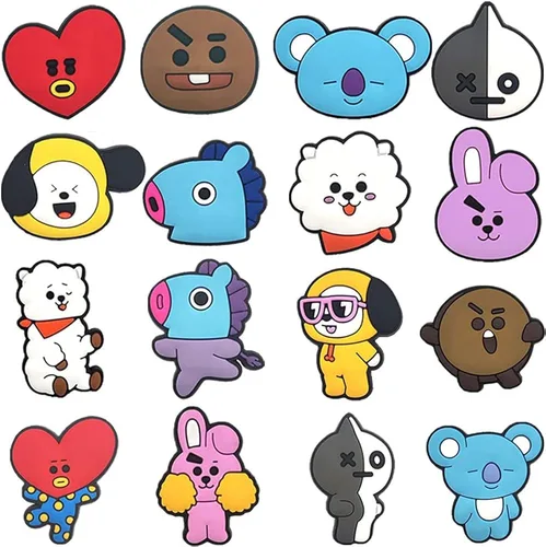 Dibujos animados lindos dijes para zapatos, 16 unidades, se adaptan a sandalias zuecos, dijes de decoración, zapatos, accesorios de fiesta, regalos