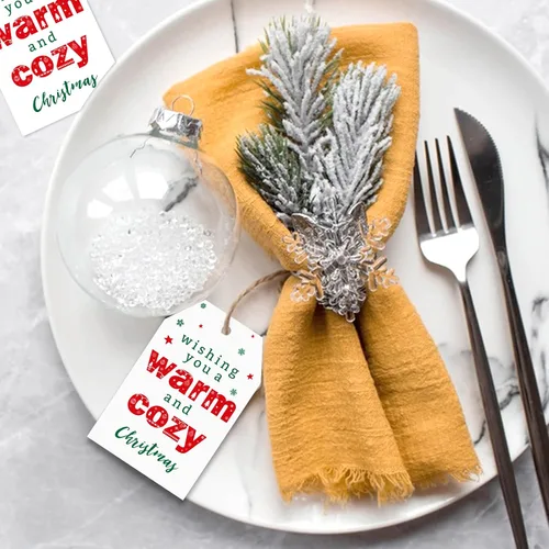 Miniatura 6 de joycraft 50 Etiquetas de Navidad con Cuerda - 3.3x2.1 pulgadas Etiquetas Colgantes de Regalo Navideño de Papel Blanco, Etiquetas Colgantes