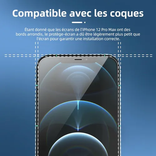 Miniatura 3 de NEW'C Paquete de 3 protectores de pantalla diseñados para iPhone 12 Pro Max (6.7 pulgadas), protección de vidrio templado mejorada, compatible