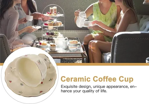 Miniatura 9 de Taza de té, tazas de café, taza de café, 1 juego de tazas de té y platillos de porcelana, tazas de té de porcelana de estilo europeo con platillo