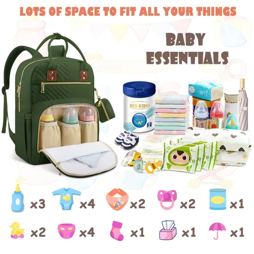 Miniatura 2 de Tenot Mochila para pañales de bebé, bolsas de pañales de viaje para niñas y niños, bolsa de bebé de gran capacidad, mochila para mujeres