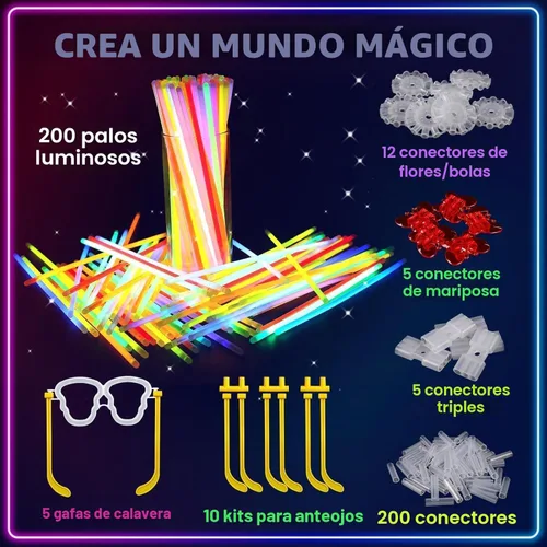 Miniatura 5 de BUDI 467 piezas de palos brillantes para fiestas para niños y adultos, suministros de fiesta que brillan en la oscuridad, accesorios para el 4